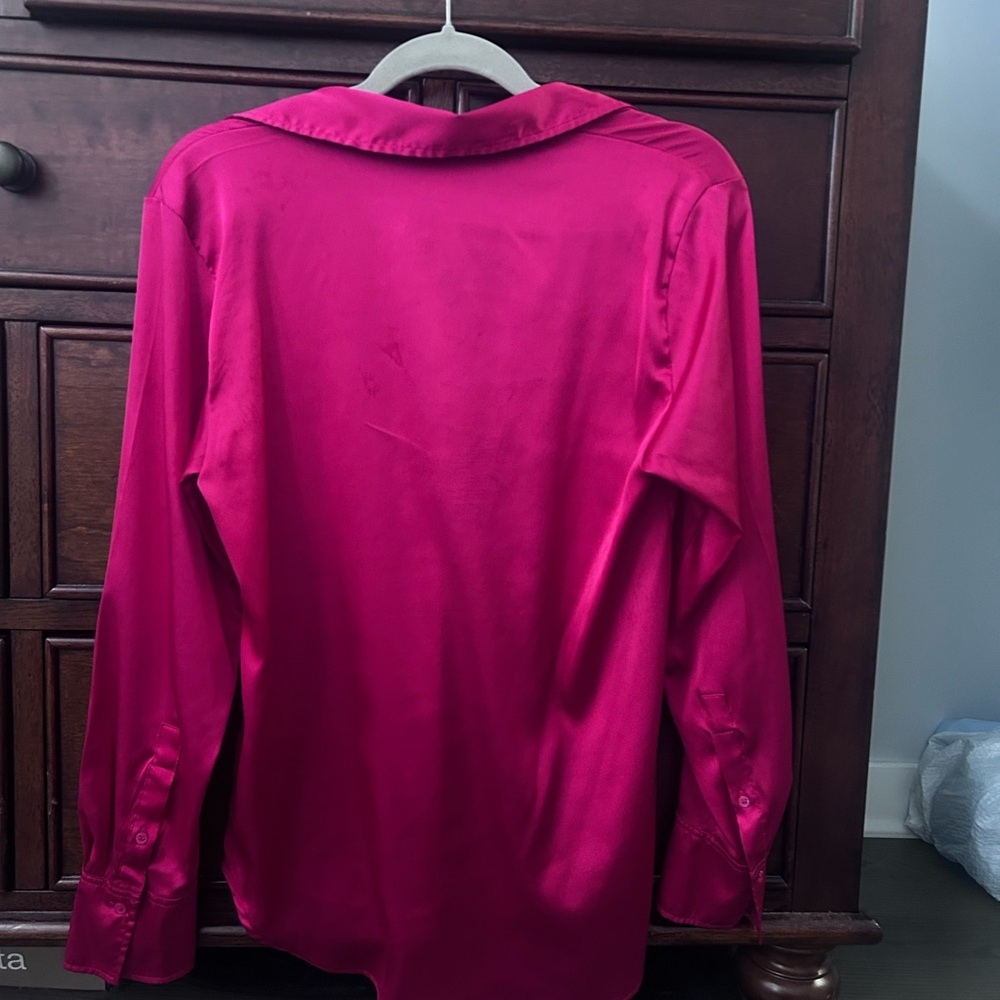 Women's Raspberry Button-Up Blouse - Picture 2 of 2